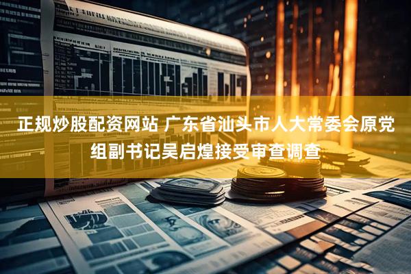 正规炒股配资网站 广东省汕头市人大常委会原党组副书记吴启煌接受审查调查