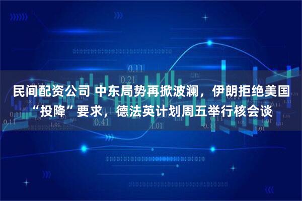 民间配资公司 中东局势再掀波澜，伊朗拒绝美国“投降”要求，德法英计划周五举行核会谈